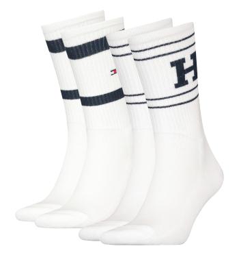 TOMMY HILFIGER - 2PACK TH men sport patch white ponožky s logom-39-42