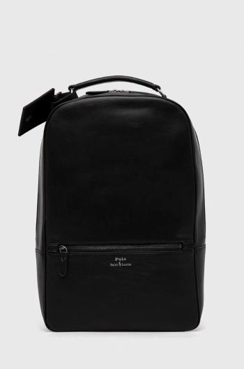 Kožený ruksak Polo Ralph Lauren pánsky, čierna farba, veľký, jednofarebný
