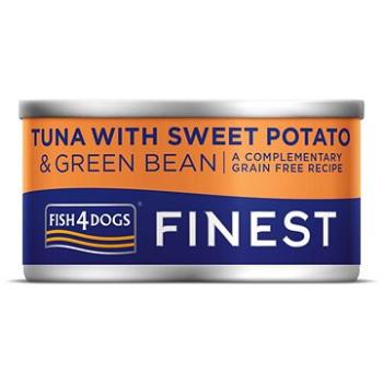 FISH4DOGS Konzerva pre psy Finest s tuniakom, sladkými zemiakmi a zelenými fazuľkami 85 g (5056008815455)