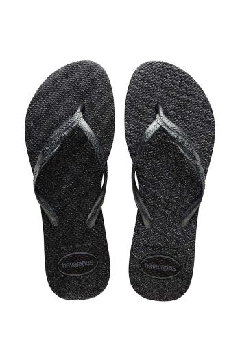 Žabky Havaianas FANTASIA GLOSS dámske, čierna farba, na plochom podpätku, 4145643.0006