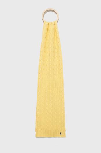 Bavlnený šál Polo Ralph Lauren žltá farba, jednofarebný