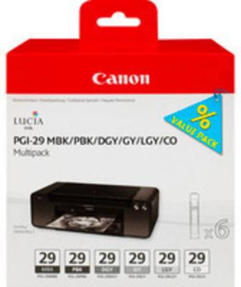 Canon Ink cartridge PGI-29  originál kombinované balenie šedá, svetlo šedá , čierna, matná čierna, foto čierna, Chroma O