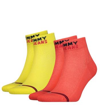 TOMMY HILFIGER - 2PACK Tommy jeans vintage coral & yellow ponožky-39-42