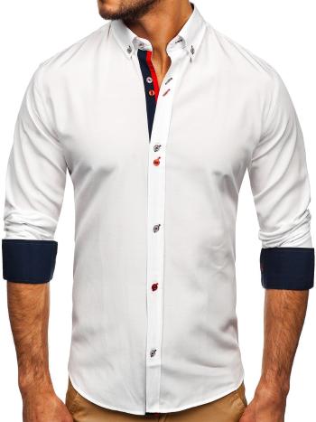 Biela pánska košeľa s dlhými rukávmi Bolf 20710