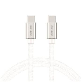 Swissten textilný dátový kábel USB-C/USB-C 2 m strieborný (71528202)