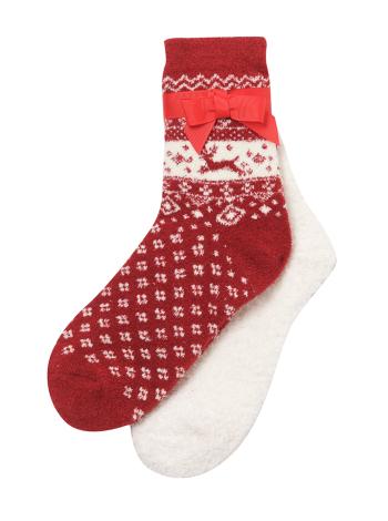 Červené vzorované ponožky s vianočným motívom CAMAIEU