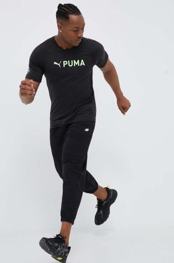 Tréningové tričko Puma Fit Ultrabreathe Triblend čierna farba, s potlačou