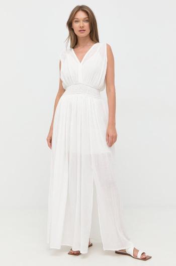 Bavlnené šaty Morgan biela farba, maxi, rovný strih