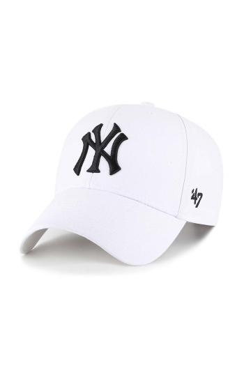 Šiltovka s prímesou vlny 47 brand MLB New York Yankees biela farba, s nášivkou, B-MVPSP17WBP-WHM