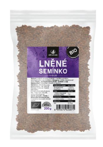 Allnature Ľanové semienko hnedé BIO, 1 x 200 g