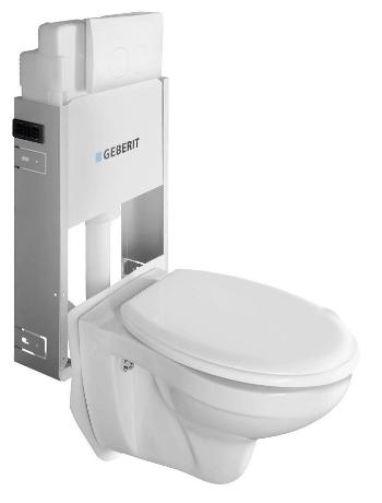 Závesné WC Taurus s podomietkovou nádržkou a tlačidlom Geberit, biela, WC-SADA-15
