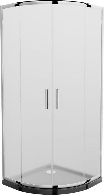 MEXEN/S - Rio štvrťkruhový sprchovací kút 90 x 90 cm, mráz, chróm + vanička so sifónom Flat, čierny 863-090-090-01-30-4170