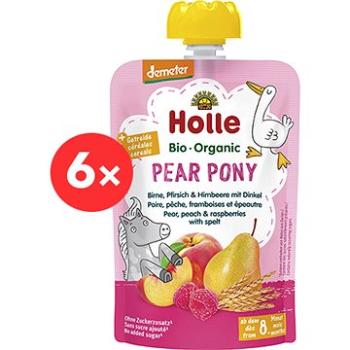 HOLLE Pear Pony BIO hruška broskyňa maliny a špalda 6× 100 g (7640161877320)