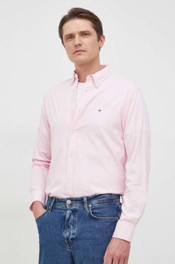 Košeľa Tommy Hilfiger pánska, fialová farba, regular, s golierom button-down