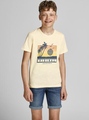Krémové chlapčenské tričko s potlačou Jack & Jones Laguna