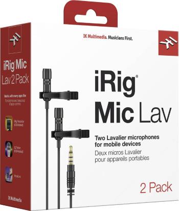 IK Multimedia iRig Mic Lav 2  nasadzovací ručný mikrofón Druh prenosu:káblový vr. svorky, vr. tašky, vr. ochrany proti v