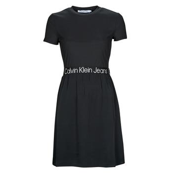 Calvin Klein Jeans  Krátke šaty LOGO ELASTIC DRESS  Čierna