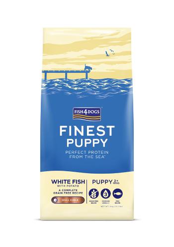 FISH4DOGS Granule malé pre šteniatka Finest biela ryba so zemiakmi 6kg, 2m+