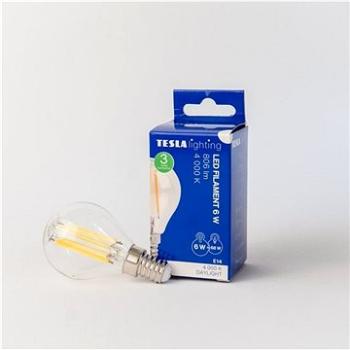 Tesla – LED žiarovka miniglobe FILAMENT RETRO E14,6 W, 230 V, 806 lm, 25000 h, 4000 K denná biela, 3 (MG140640-1)