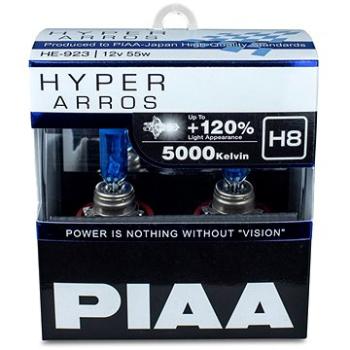 PIAA Hyper Arros 5000K H8 + 120%, jasne biele svetlo s teplotou 5000K, 2 ks (HE-924)