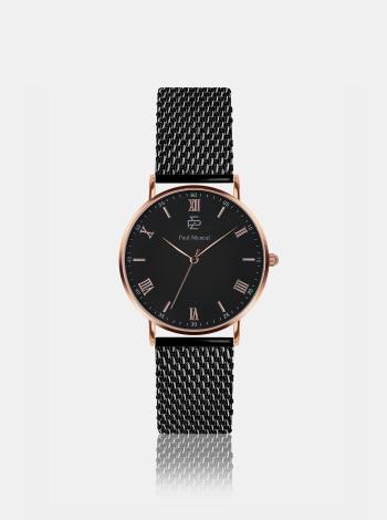 Unisex hodinky s čiernym nerezovým remienkom Paul McNeal