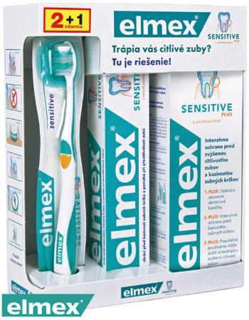 Elmex Sensitive plus systém na citlivé zubné krčky zubná kefka + zubná pasta 75 ml + ústna voda