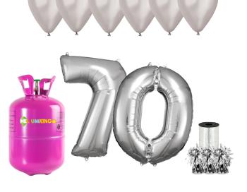 HeliumKing Hélium párty set na 70. narodeniny so striebornými balónmi