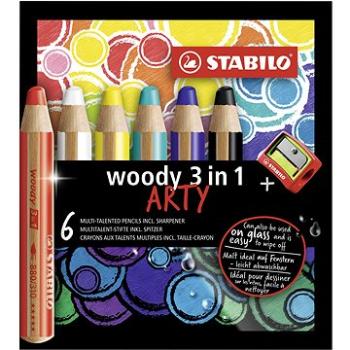 Stabilo Farebné ceruzky „Woody ARTY 3 in 1“, 6 rôznych farieb, okrúhle, hrubé, STABILO (4006381547123)
