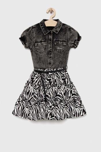 Dievčenské šaty Guess čierna farba, midi, áčkový strih