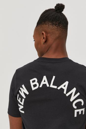 Tričko New Balance MT11985BK pánske, čierna farba, s potlačou
