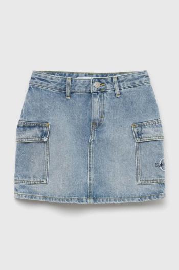 Dievčenská rifľová sukňa Calvin Klein Jeans mini, rovný strih