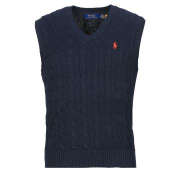 Polo Ralph Lauren  PULL COTON CABLE COL V SANS MANCHE  Svetre Námornícka modrá