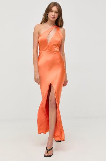 Šaty Bardot oranžová farba, maxi, rovný strih