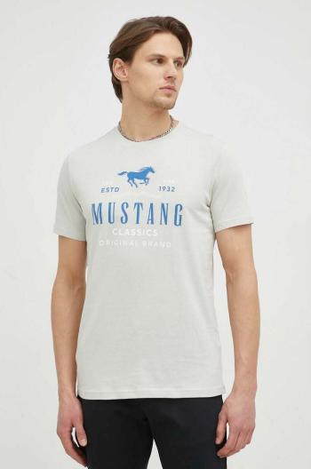 Bavlnené tričko Mustang Style Alex C Print šedá farba, s potlačou