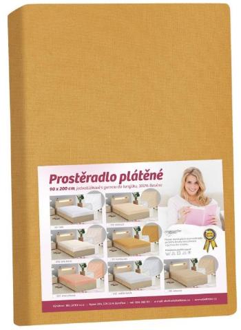 Plátené prestieradlo s gumou 90x200 172/211 horčicová