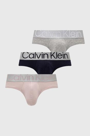 Slipy Calvin Klein Underwear 3-pak pánske, šedá farba