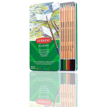 DERWENT Academy Watercolour Pencils Tin v plechovej škatuľke, šesťhranné, 12 farieb (2301941)