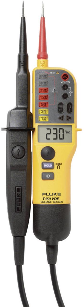 Fluke T150 Dvojpólová skúšačka napätia  CAT III 690 V, CAT IV 600 V akustický, LCD, LED, vibrácie