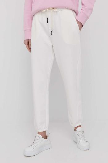 Nohavice Max Mara Leisure dámske, biela farba, jednofarebné