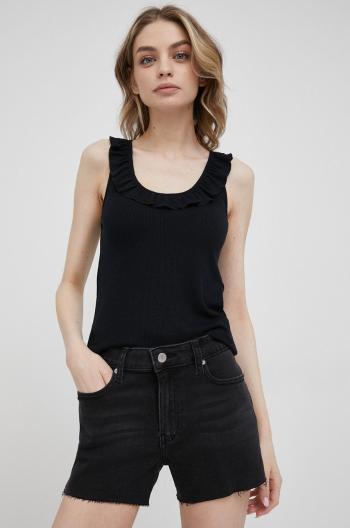 Šortky Calvin Klein Jeans dámske, čierna farba, jednofarebné, stredne vysoký pás