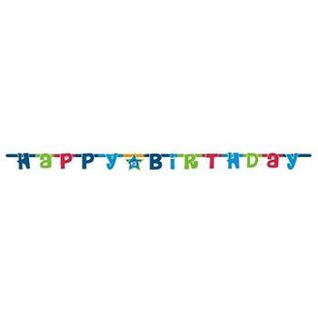 Girlanda Happy Birthday – Narodeniny – 180 cm modrá (5901238687658)