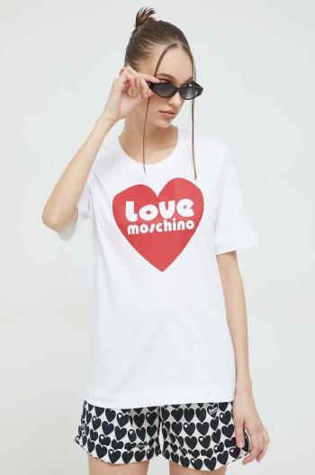 Bavlnené tričko Love Moschino biela farba