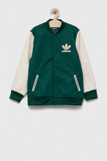 Detská bunda bomber adidas Originals zelená farba