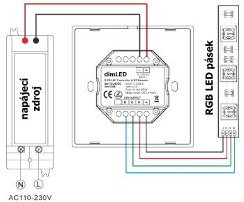 T-LED DimLED nástenný ovládač dimLED pre RGB LED pásiky Farba: Biela 069212