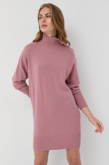 Šaty s prímesou vlny Marella ružová farba, mini, rovný strih