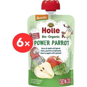 HOLLE Power Parrot BIO pyré hruška jablko a špenát 6× 100 g (7640161877368)