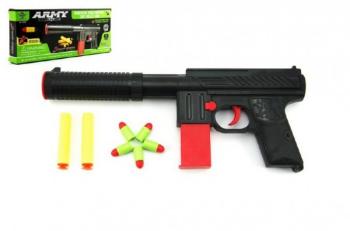 TEDDIES PISTOL NA PENOVE NABOJE 2KS + SPUNTOVKA 5KS PLAST 30CM V KRABICI /00312361/