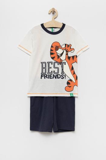 Detské bavlnené pyžamo United Colors of Benetton tmavomodrá farba, s potlačou
