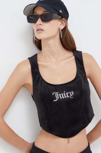 Zamatový top Juicy Couture čierna farba