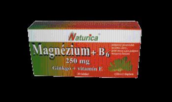Naturica MAGNEZIUM 250 mg+B6+Ginkgo+vitamín E 30 tabliet